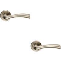 Loops 2x PAIR Curved Flowing Flared Handle Concealed Fix Round Rose Satin Nickel in Metallics