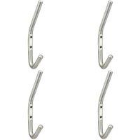Loops 4x Slimline One Piece Hat & Coat Hook 59mm Projection Satin Stainless Steel in Metallics