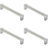 Loops 4x Round Tube Pull Handle 176 x 16mm 160mm Fixing Centres Satin Nickel & Chrome in Metallics