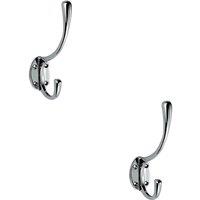 Loops 2x Victorian Hat & Coat Hook on Oval Backplate 64mm Projection Polished Chrome