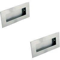 Loops 2x Low Profile Recessed Flush Pull 102 x 51mm 10mm Depth Satin Stainless Steel in Metallics