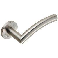 Loops Curved Round Bar Handle on Round Rose Concealed Fix Satin Stainless Steel in Metallics