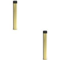 Loops 2x Rubber Tipped Wall mounted Doorstop Cylinder 71 x 16mm Polished Brass in Metallics