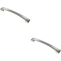 Loops 2x Curved Bow Pull Handle 218.5 x 26mm 192mm Fixing Centres Satin Nickel in Metallics