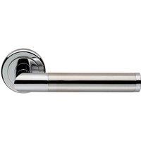Loops PAIR Sectional Round Bar Lever on Round Rose Concealed Fix Polished Satin Chrome