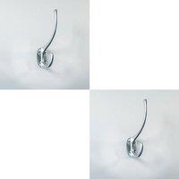 Loops 2x Victorian Hat & Coat Hook on Oval Backplate 64mm Projection Satin Chrome