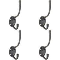 Loops 4x Victorian Hat & Coat Hook on Oval Backplate 64mm Projection Matt Black