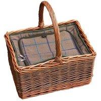 Red Hamper Wicker Deluxe Butchers Picnic Basket with Fitted Cooler in Natural