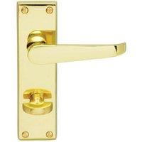 Loops Victorian Flat Lever on Bathroom Backplate Handle 150 x 42mm Polished Brass in Metallics