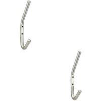 Loops 2x Slimline One Piece Hat & Coat Hook 59mm Projection Satin Stainless Steel in Metallics