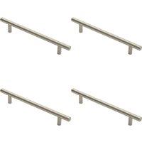 Loops 4x Round T Bar Cabinet Pull Handle 220 x 12mm 160mm Fixing Centres Satin Nickel in Metallics