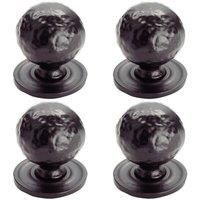 Loops 4x Hammered Ball Cupboard Door Knob 33mm Diameter Black Antique Cabinet Handle