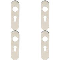Loops 4x PAIR Radius Lock Euro Cylinder Plate Cover 170 x 45 x 8mm Satin Steel in Metallics