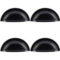 Loops 4x Cabinet Cup Pull Handle 91 x 45mm 76mm Fixing Centres Matt Black