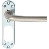 Loops PAIR Straight Lever on Steel Inner Backplate 168mm Door Handle Satin Steel in Metallics