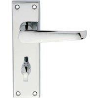 Loops PAIR Straight Victorian Lever on Bathroom Backplate 150 x 43mm Polished Chrome