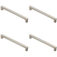 Loops 4x Square Linear Block Pull Handle 206 x 14mm 192mm Fixing Centres Satin Steel in Metallics