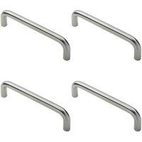 Loops 4x Round D Bar Pull Handle 244 19mm 225mm Fixing Centres Satin Steel in Metallics