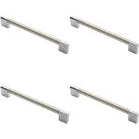 Loops 4x Keyhole Bar Pull Handle 204 x 14mm 192mm Fixing Centres Satin Nickel & Chrome in Metallics