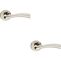 Loops 2x PAIR Curved Flowing Flared Handle Concealed Fix Round Rose Polished Nickel in Metallics