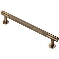 Loops Knurled Bar Door Pull Handle 190 x 13mm 160mm Fixing Centres Antique Brass in Metallics