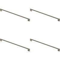 Loops 4x Round Bar Pull Handle 488 x 14mm 448mm Fixing Centres Satin Nickel & Steel in Metallics