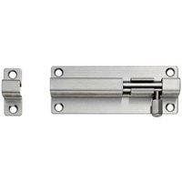 Loops Straight Barrel Surface Mounted Door Bolt Lock 100 x 38mm Satin Steel in Metallics