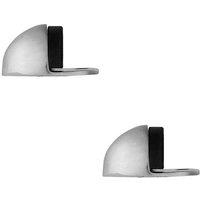 Loops 2x Floor mounted Oval Doorstop 44 x 22mm Polished Chrome Half Moon Stopper