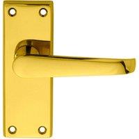 Loops PAIR Straight Handle on Short Latch Backplate 118 x 42mm Polished Brass in Metallics