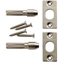 Loops Security Hinge Bolt Set 56 x 13mm Bolt Fixing Plates Satin Stainless Steel in Metallics