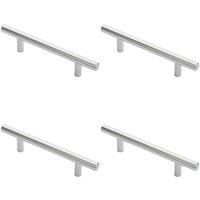 Loops 4x Round T Bar Cabinet Pull Handle 156 x 12mm 96mm Fixing Centres Chrome
