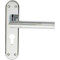 Loops Round Bar Lever on Euro Lock Backplate Door Handle 180 x 40mm Polished Chrome