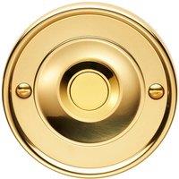 Loops Decorative Door Bell Cover Polished Brass 65 x 7mm Round Sleek Button Plate in Metallics