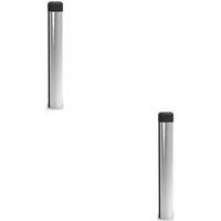 Loops 2x Rubber Tipped Wall mounted Doorstop Cylinder 71 x 16mm Satin Chrome