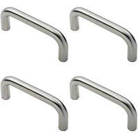 Loops 4x Round D Bar Pull Handle 169 x 19mm 150mm Fixing Centres Satin Steel in Metallics