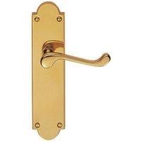 Loops PAIR Victorian Scroll Handle on Latch Backplate 205 x 49mm Polished Brass in Metallics