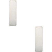 Loops 2x Plain Door Finger Plate 300 x 75mm Bright Stainless Steel Push Plate in Metallics