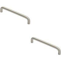 Loops 2x D Shape Cabinet Pull Handle 138 x 10mm 128mm Fixing Centres Satin Steel in Metallics