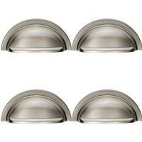 Loops 4x Cabinet Cup Pull Handle 91 x 45mm 76mm Fixing Centres Satin Nickel in Metallics