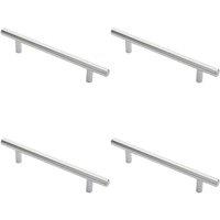 Loops 4x Round T Bar Cabinet Pull Handle 188 x 12mm 128mm Fixing Centres Chrome
