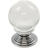 Loops Crystal Ball Cupboard Door Knob 34mm Diameter Clear Translucent & Chrome