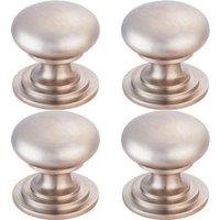 Loops 4x Victorian Round Cupboard Door Knob 38mm Dia Satin Nickel Cabinet Handle in Metallics