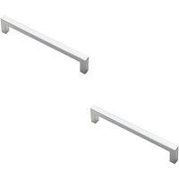 Loops 2x Square Block Pull Handle 170 x 10mm 160mm Fixing Centres Polished Chrome