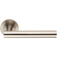 Loops Straight Round Bar Handle on Round Rose Concealed Fix Satin Stainless Steel in Metallics
