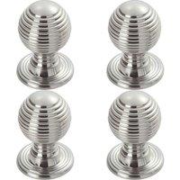 Loops 4x Textured Reeded Ball Cupboard Door Knob 23mm Dia Polished Chrome Handle