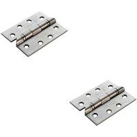 Loops 2x PAIR 102 x 76 x 3mm 13 Ball Bearing Hinge Stainless Steel Interior Door in Metallics
