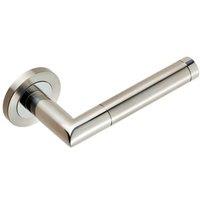 Loops PAIR Mitred Round Bar Lever Ringed Design Conceled Fix Polished Satin Steel in Metallics