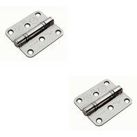 Loops 2x PAIR 76 x 67 x 2.5mm Ball Bearing Hinge Bright Stainless Steel Interior Door in Metallics