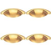 Loops 4x Traditional Cup Pull Handle 104 x 26mm 64mm Fixing Centres Satin Brass in Metallics