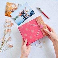 Paper High Small Sari Fabric Photo Album in Pink